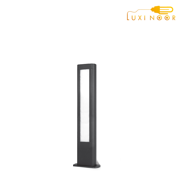 چراغ پارکی محوطه ویلا مدرن فلزی ضد آب بدنه طوسی مدل لایت باکس همراه با لامپ 20 وات SHOA کد 5402