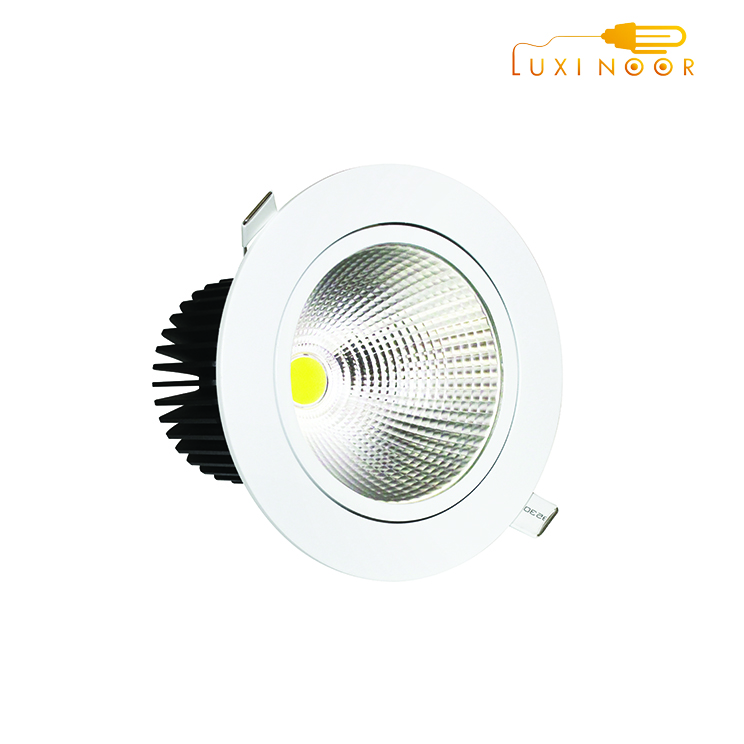 لامپ LED سیلندری سقفی توکار گرد مدرن پرنور متحرک بزرگ نمایشگاهی بدنه سفید ۱۸ وات FEC کد ۳۱۵