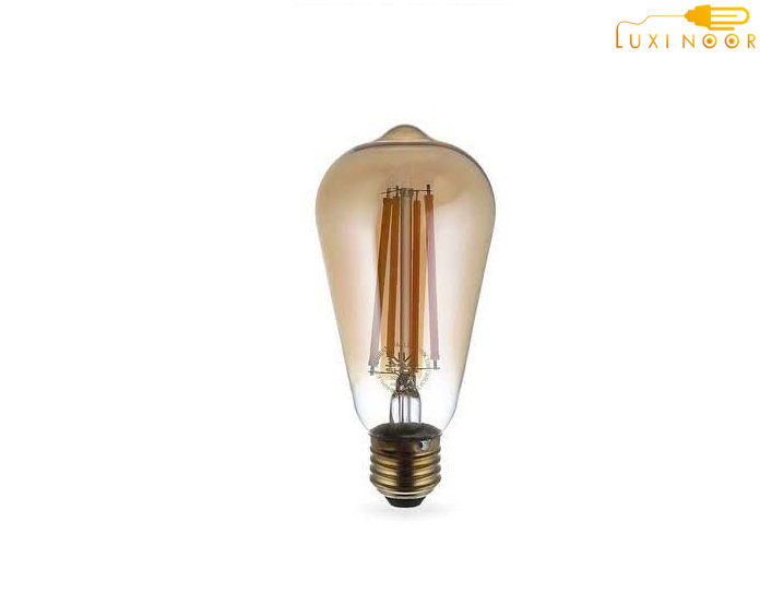 لامپ ادیسونی رشته‌ای فوق کم مصرف حبابی لوستری رنگ بدنه طلایی 11 وات شعاع کد SH-ST-64