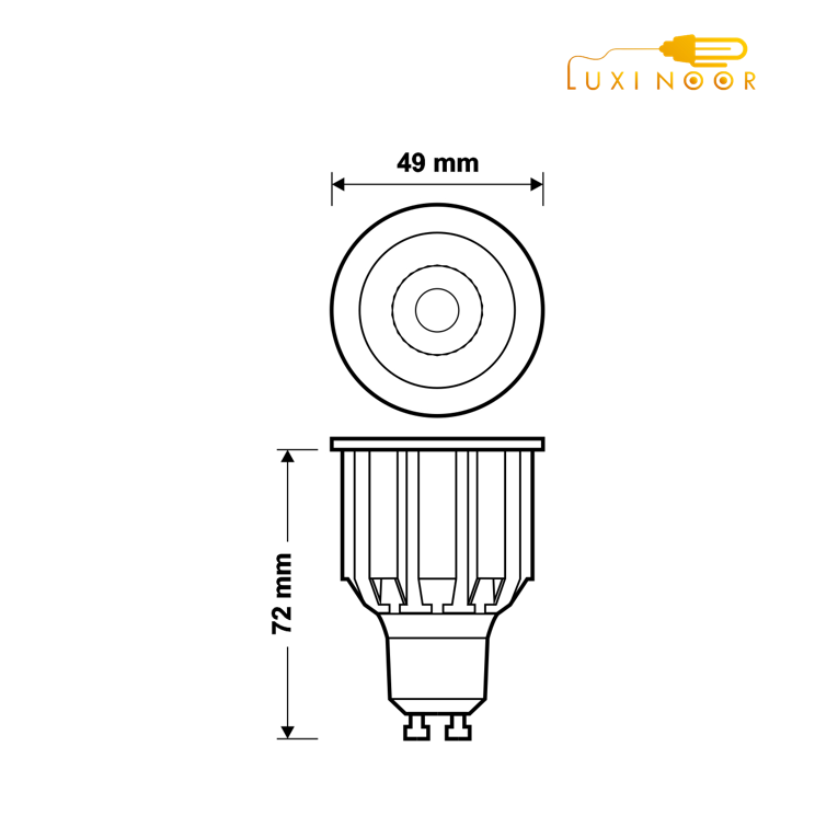 ابعاد لامپ هالوژنی ال ای دی کم مصرف سقفی کلاسیک نقره‌ای 7 وات اف ای سی کد 7W-CH