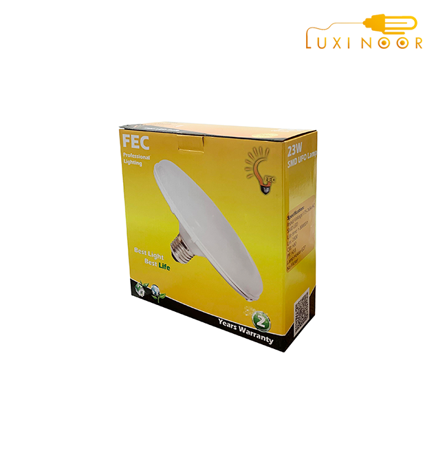 جعبه‌ی لامپ LED پرنور سفینه‌ای بزرگ آویزی نور سفید 23 وات FEC کد UFO