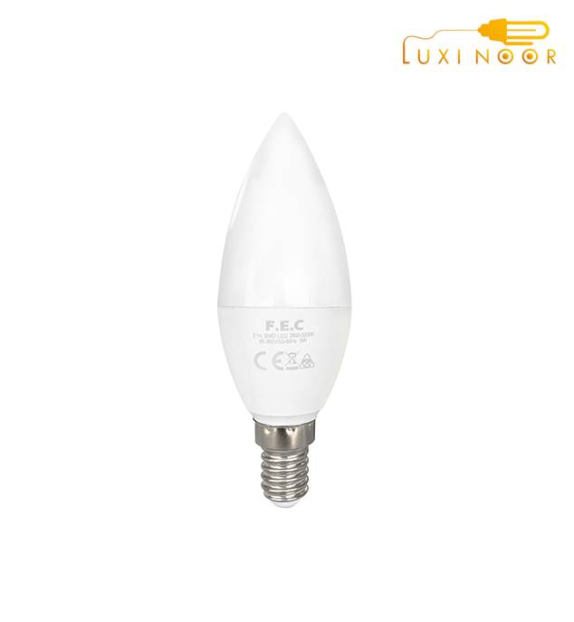 تصویر لامپ ال ای دی کم مصرف شمعی کوچک لوستری نور آفتابی 5 وات FEC کد Candle